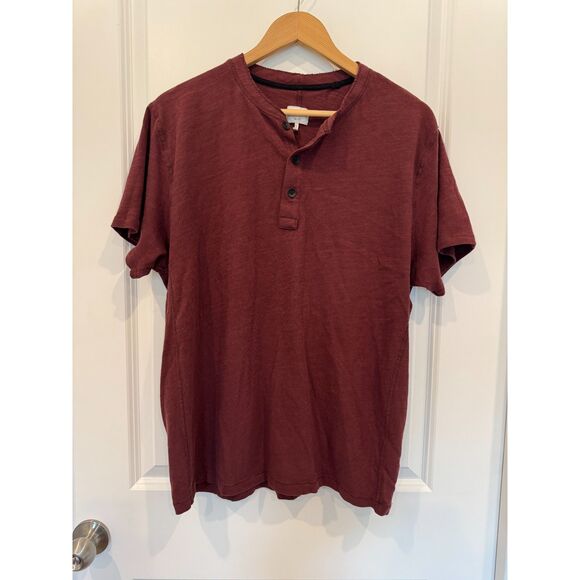 Rag & Bone Men’s Slim Fit Henley Shirt Maroon Long Sleeve Size XL - Picture 2 of 6